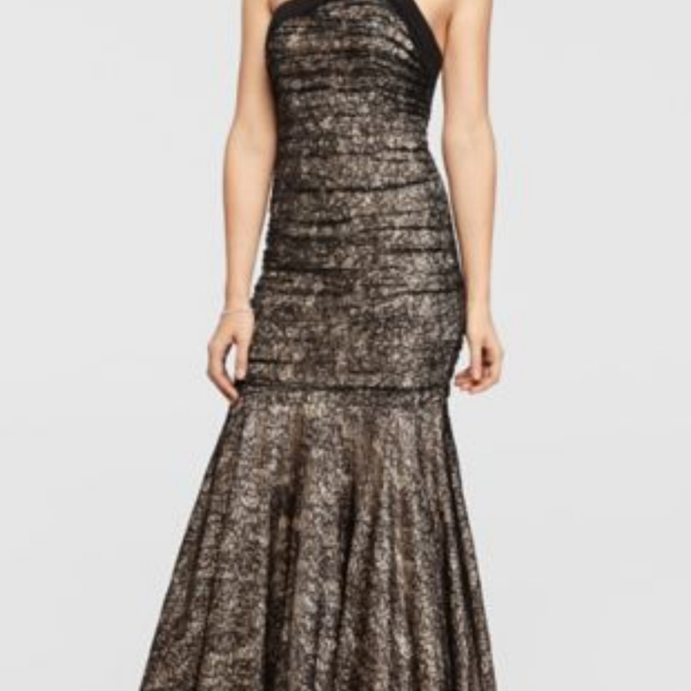 NWT Colors one shoulder lace sequins mermaid gown